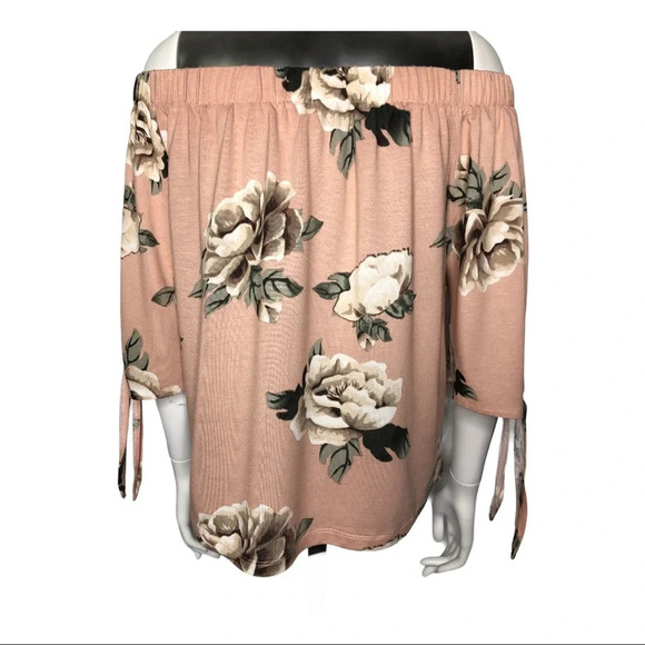 🛍️3/$40 Ardene Floral  Print Blouse Cold Shoulder 3/4 Sleeve Blouse Medium - Picture 4 of 4